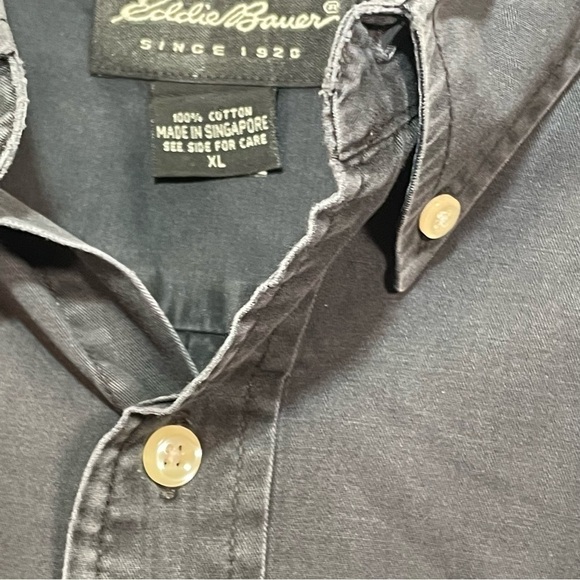 Vintage Eddie Bauer Shirt Mens Gray XL Long Sleeve Button Up Wrinkle Resistant - Picture 7 of 8